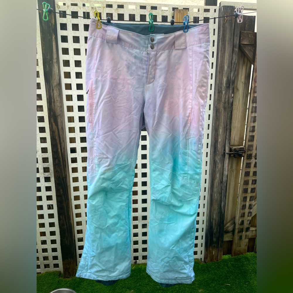 Columbia Snow Pants - tie dyed Pastel blue and pink/ purple Omni Tech